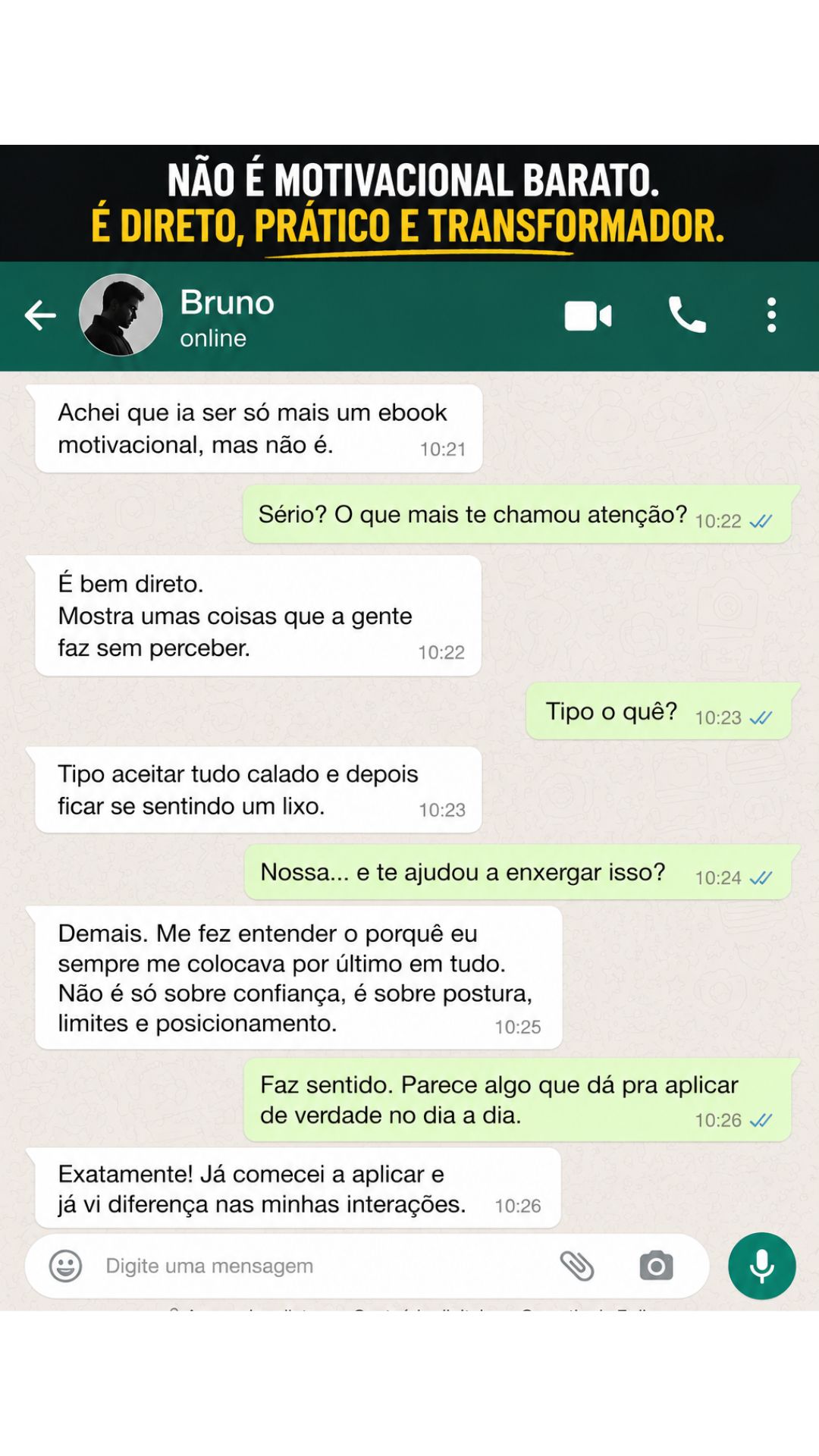 Relato de aluno sobre aplicação do manual