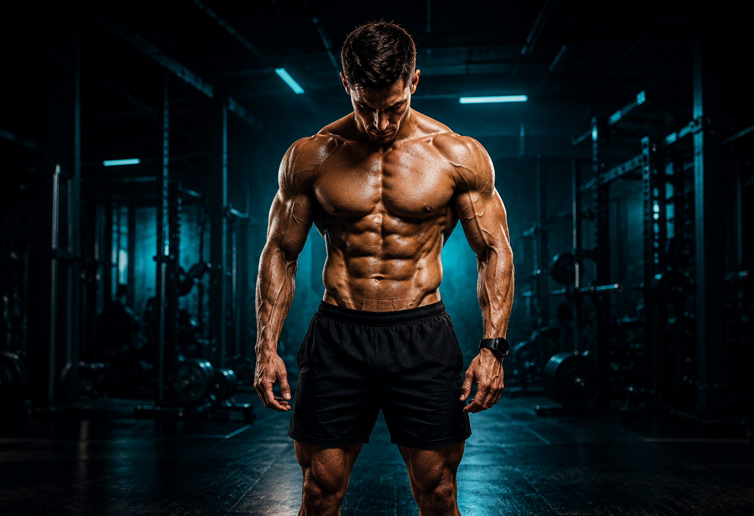Homem com corpo seco, forte e definido